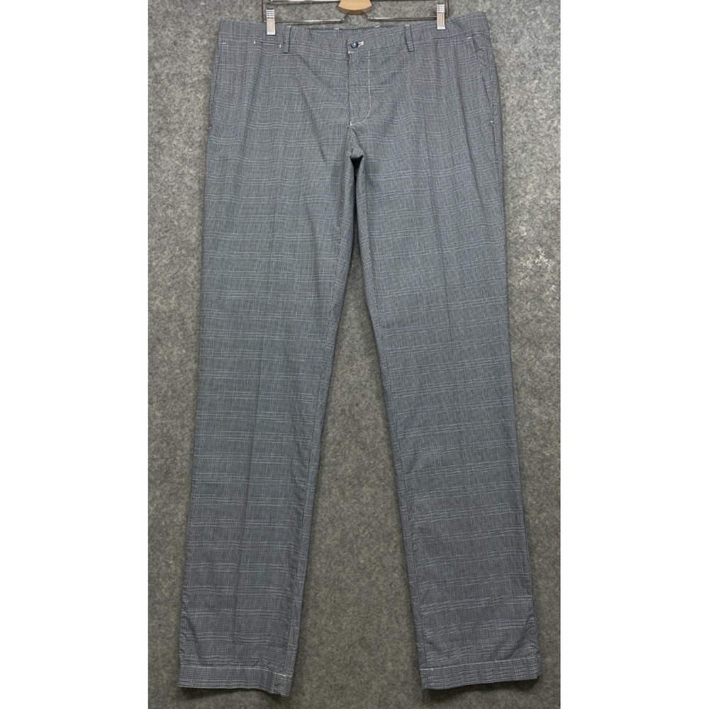 Mason's Pants Gray Blue 42 41x36 Plaid Cotton Straight Regular New
